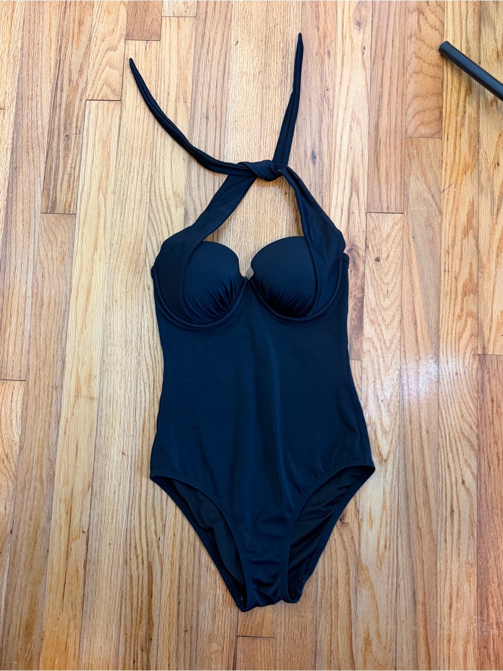 Victoria’s Secret Swim Black Halter One-Piece Swimsuit 6 c Cup